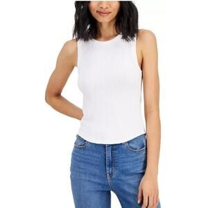 Planet Gold Juniors' Crewneck Seamless Waffle-Knit Tank Top L 3114